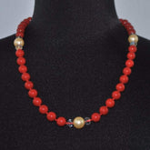 Red Shell Pearls With Cream Ascent Necklace. - FashionByTeresa